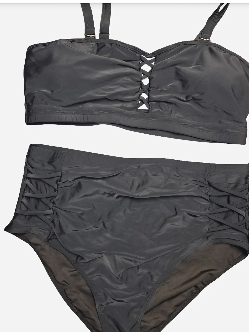 Daci Black Lace-Up Strappy Swimsuit